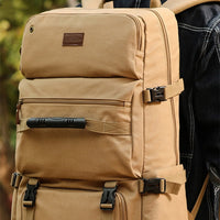 Casual Oversized Canvas Backpack for Men – Breathable and Wear-Resistant in Khaki and Black 2
