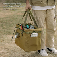 Outdoor Folding Storage Box with Large Capacity – Versatile Khaki Shopping Bag for Picnics and Travel 2