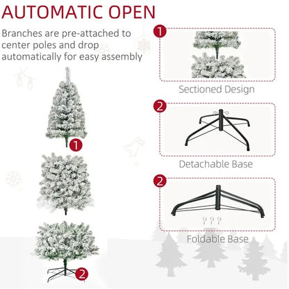 9ft Slim Snow-Flocked Artificial Christmas Tree