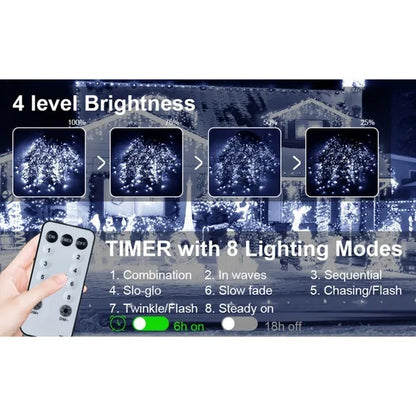 105ft LED Outdoor Christmas Lights with 8 Modes and Timer