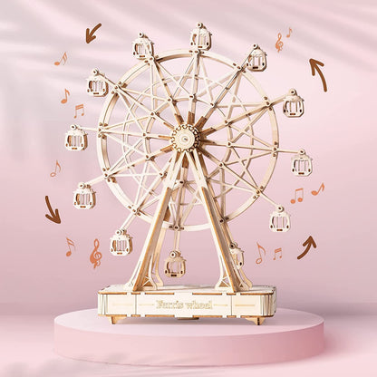 DIY Wooden Ferris Wheel Model Toy with Music