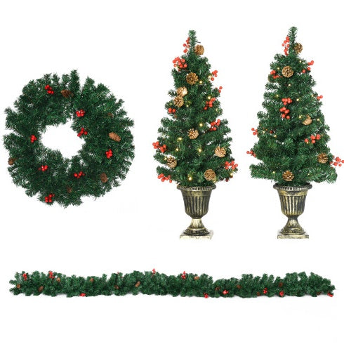 Pre-Lit Christmas 4-Piece Set