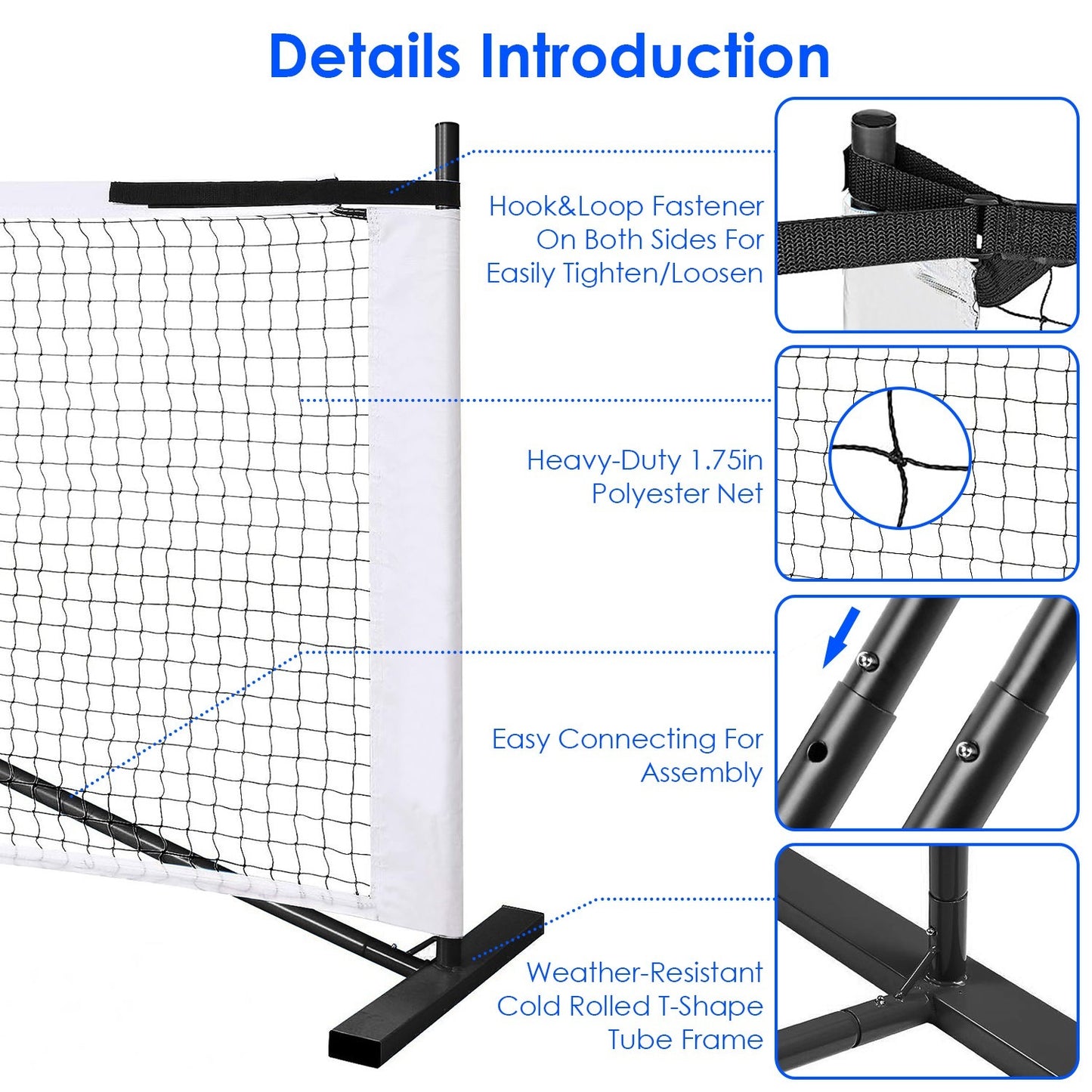 Portable Pickleball Set with Net, 4 Paddles and 4 Balls, Complete Pickleball Kit for Easy Setup and Outdoor Play 8