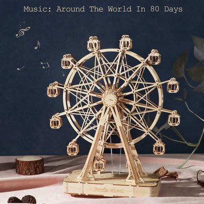 DIY Wooden Ferris Wheel Model Toy with Music