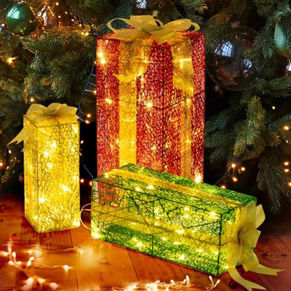 Set of 3 Lighted Christmas Gift Boxes
