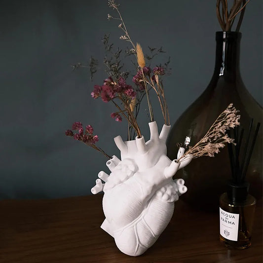HEART- White Resin Decorative Vase
