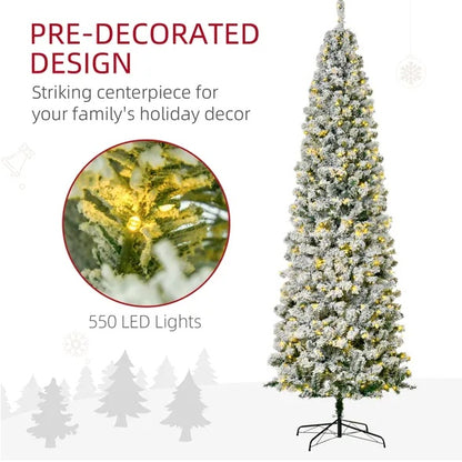 9ft Slim Snow-Flocked Artificial Christmas Tree