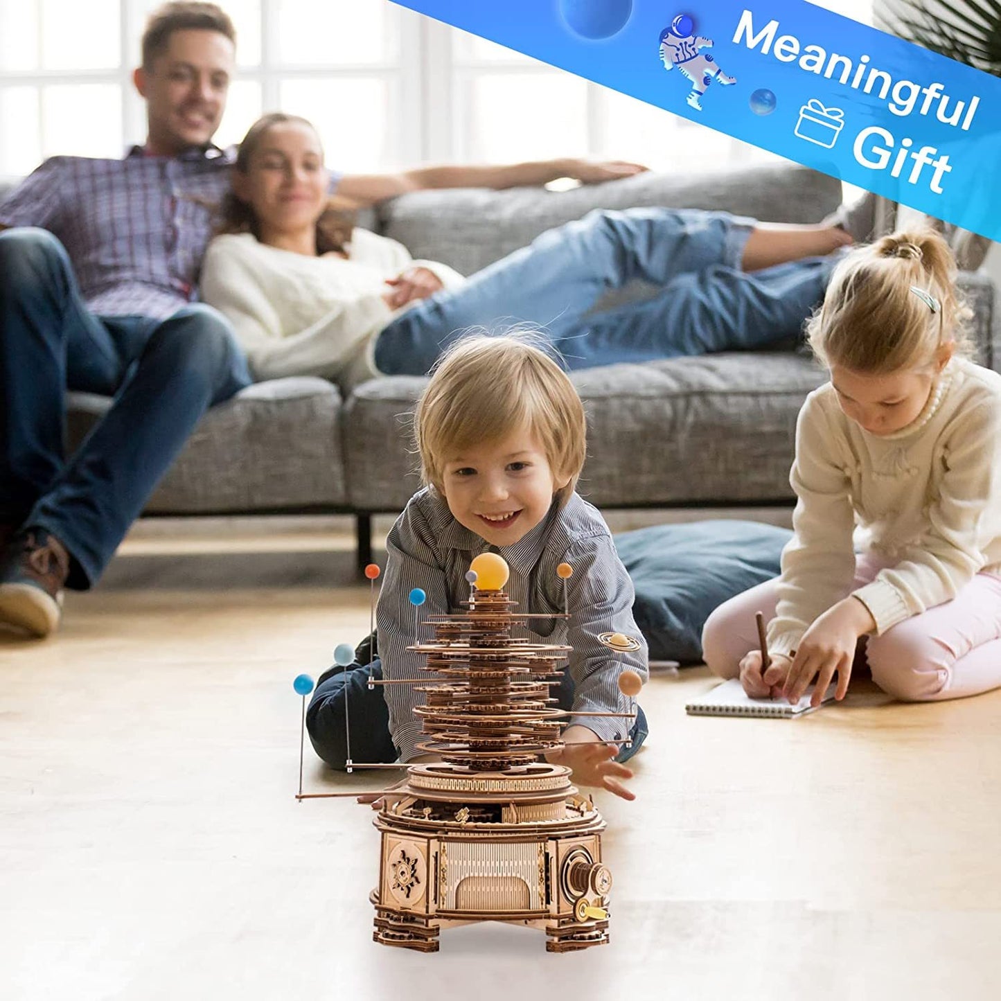 Rotatable Mechanical Orrery 3D Wooden Puzzle Kit