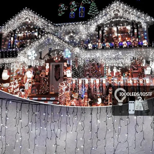 105ft LED Outdoor Christmas Lights with 8 Modes and Timer