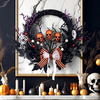 Halloween Floral  Skull Wreath