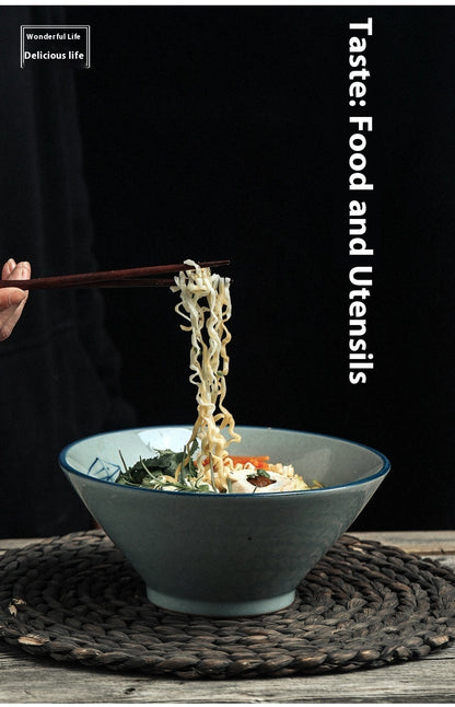 Hand-painted Bamboo Hat Large Thickened Noodle Bowl