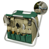 Folding Gardening Stool with Removable Tote Bag – Lightweight Outdoor Garden Seat Organizer for Tools 1