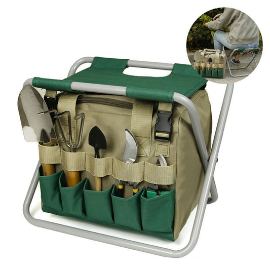 Folding Gardening Stool with Removable Tote Bag – Lightweight Outdoor Garden Seat Organizer for Tools 1