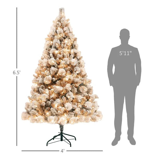 6.5 Ft Pre-Lit Snow Flocked Christmas Tree