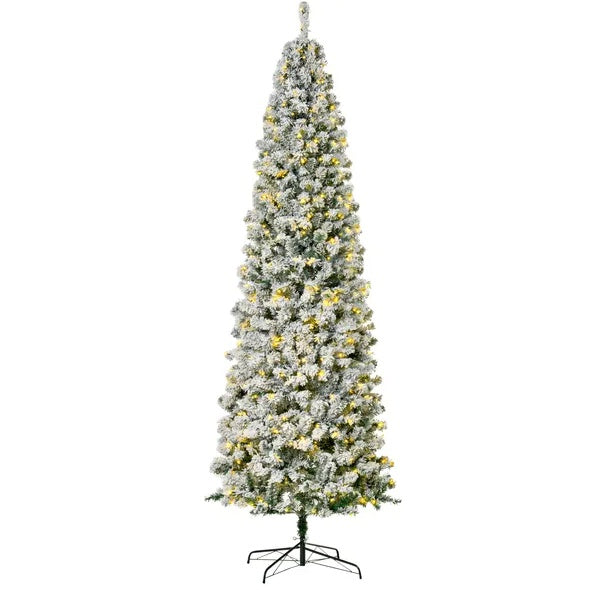 9ft Slim Snow-Flocked Artificial Christmas Tree