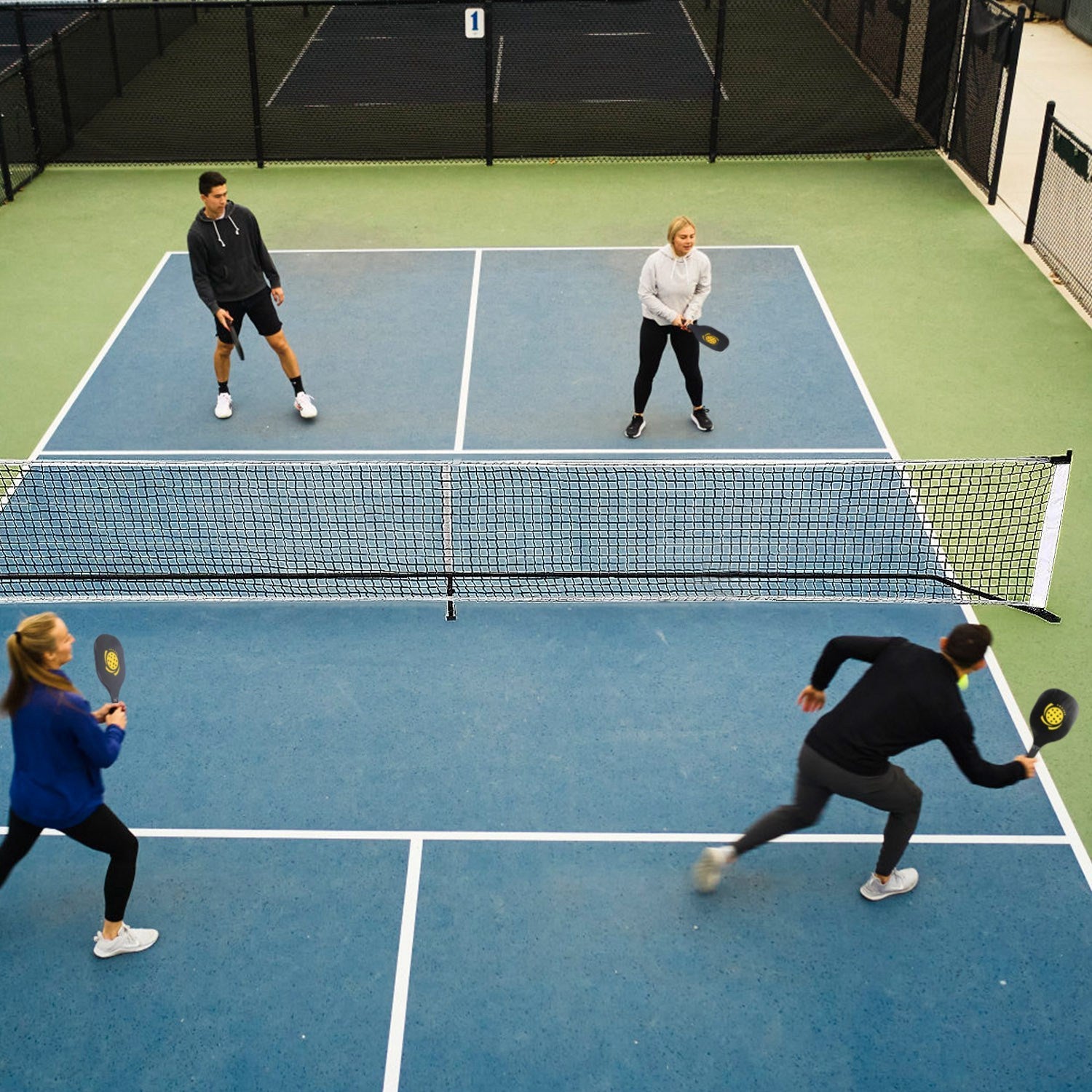 Portable Pickleball Set with Net, 4 Paddles and 4 Balls, Complete Pickleball Kit for Easy Setup and Outdoor Play 4