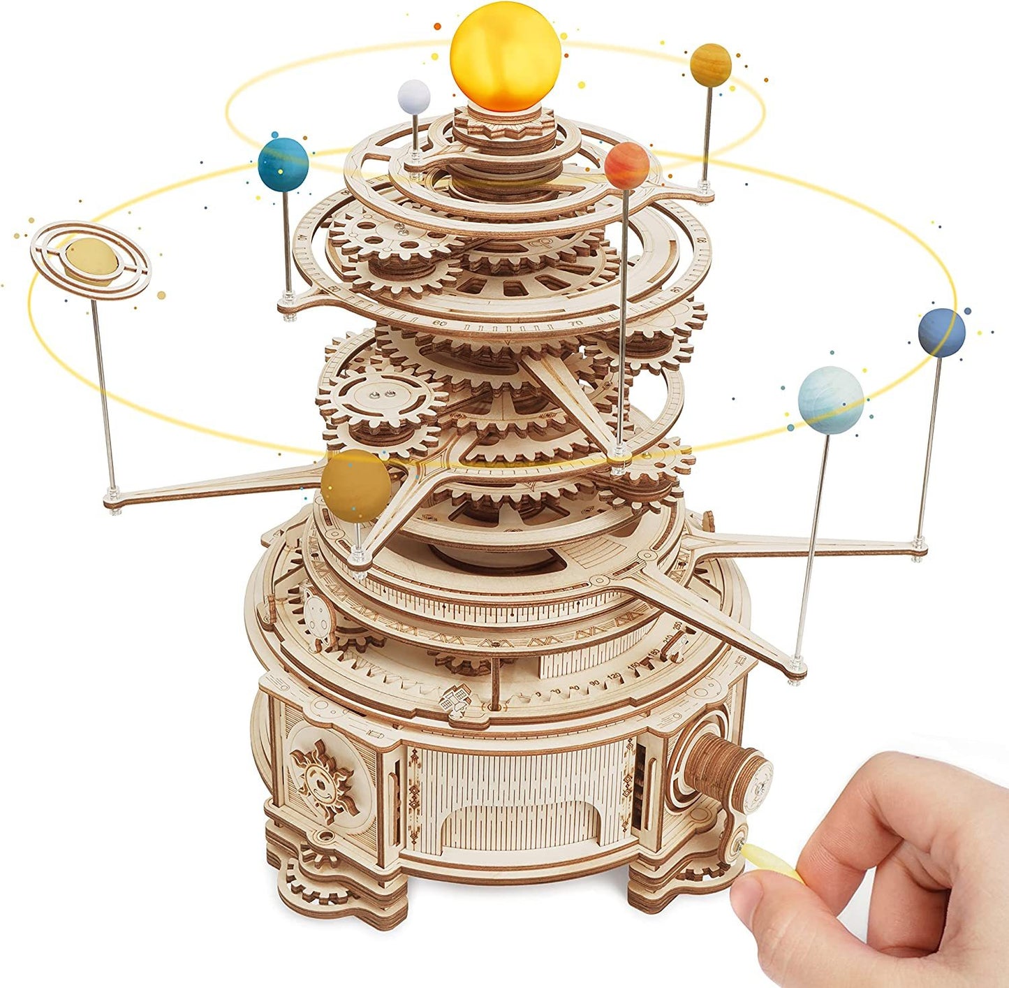 Rotatable Mechanical Orrery 3D Wooden Puzzle Kit
