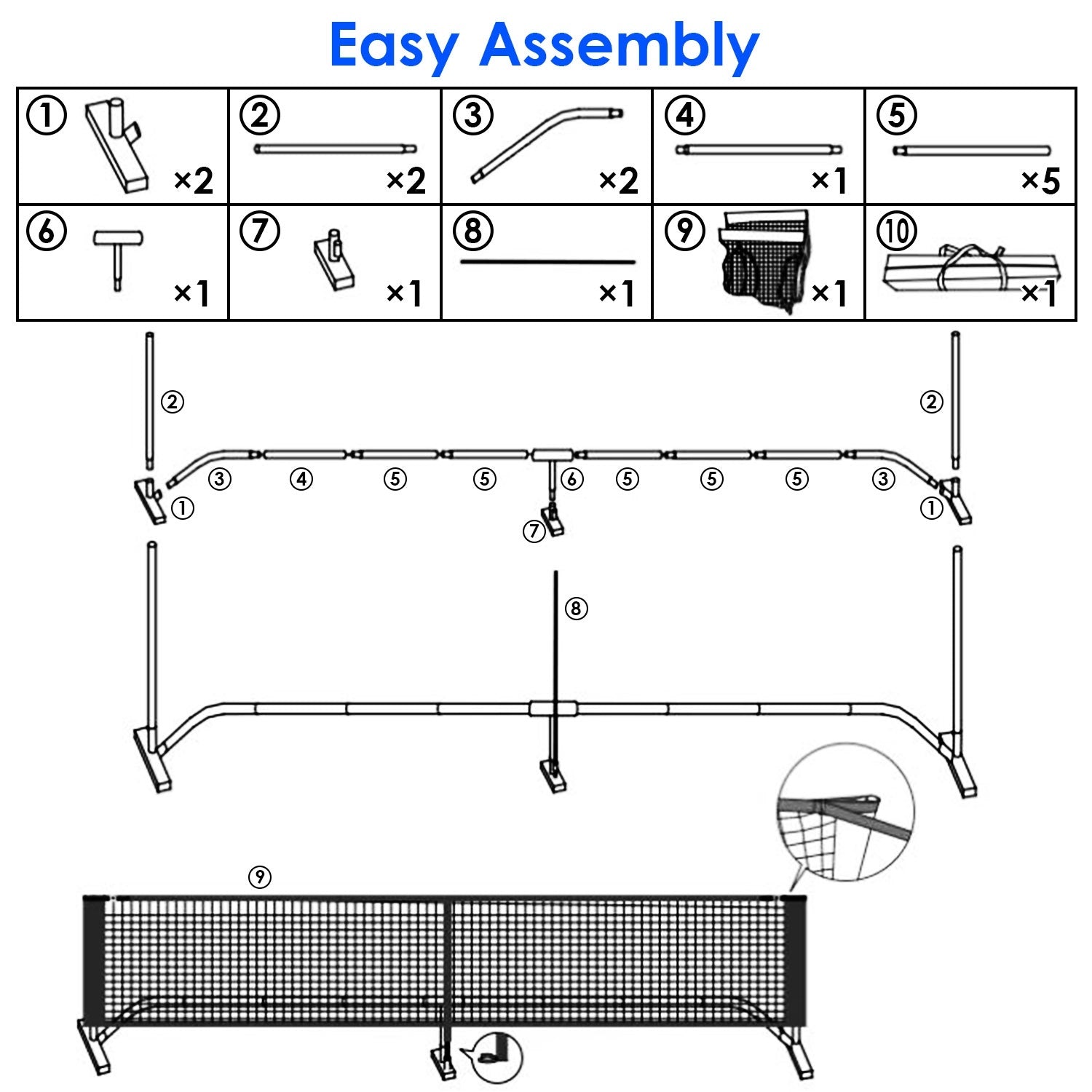 Portable Pickleball Set with Net, 4 Paddles and 4 Balls, Complete Pickleball Kit for Easy Setup and Outdoor Play 5