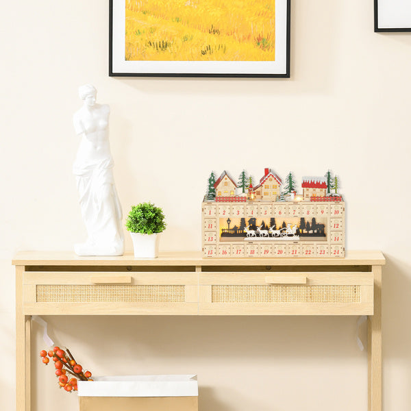 Christmas Advent Calendar with 24 Drawers and LED Lights
