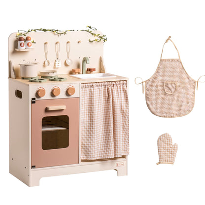Rustic Wooden Play Kitchen Set for Toddlers