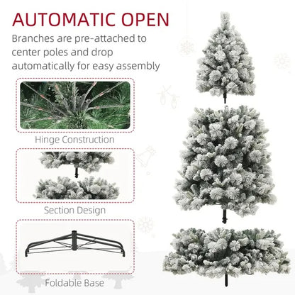 6.5 Ft Pre-Lit Snow Flocked Christmas Tree