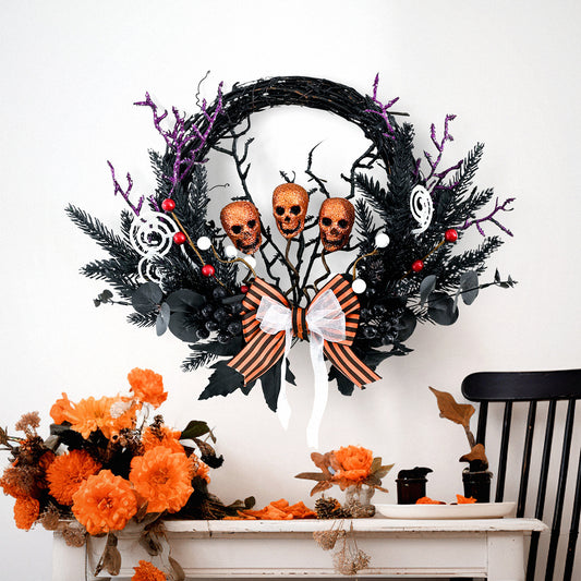 Halloween Floral  Skull Wreath