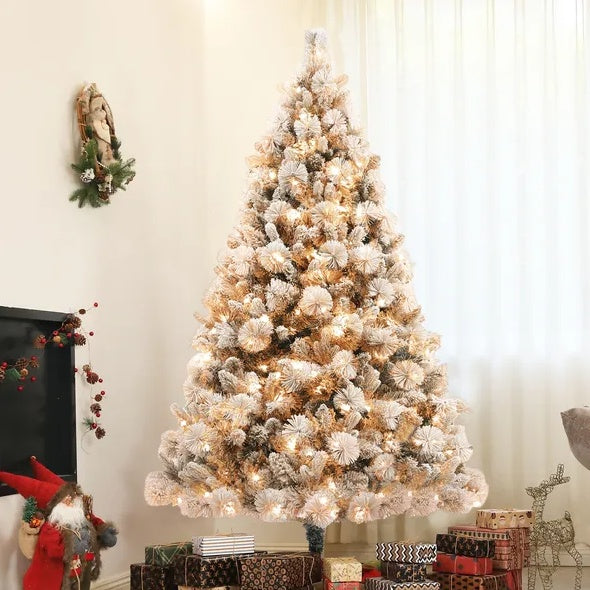 6.5 Ft Pre-Lit Snow Flocked Christmas Tree